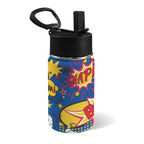Blue Comic Book 12oz Kids Water Bottle with Straw Lid