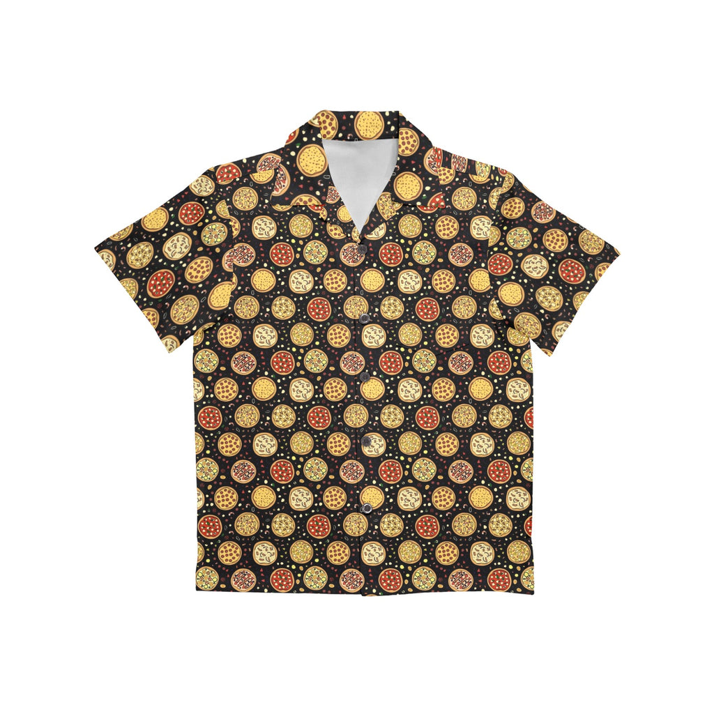 Round Pizzas On Black Junior Kids Hawaiian Shirt