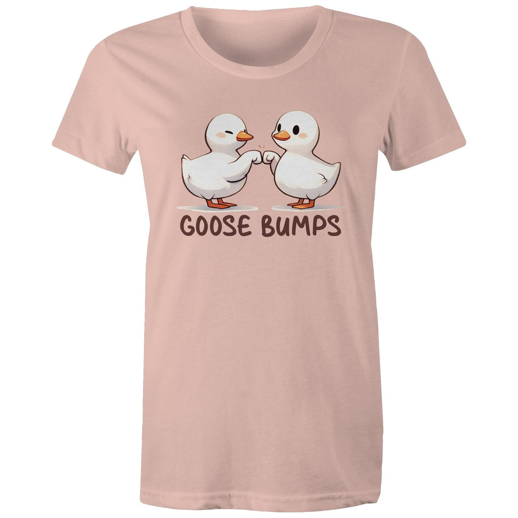 Goose Bumps - Womens T-shirt Pale Pink Womens T-shirt animal Printed In Australia