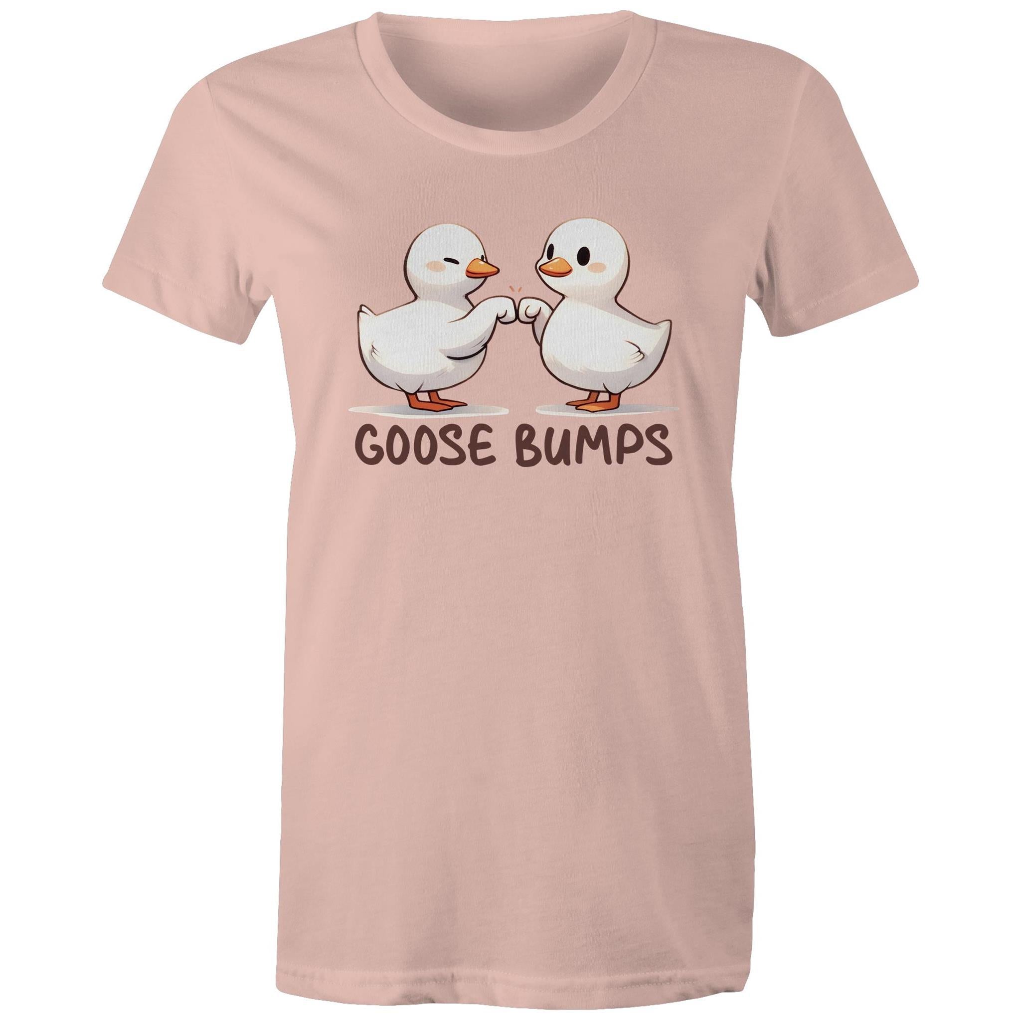 Goose Bumps - Womens T-shirt Pale Pink Womens T-shirt animal Printed In Australia