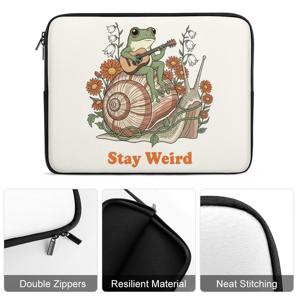 Stay Weird, Frog Playing Guitar Laptop Sleeve (Multiple Sizes) Laptop Sleeve Printed Offshore Retro