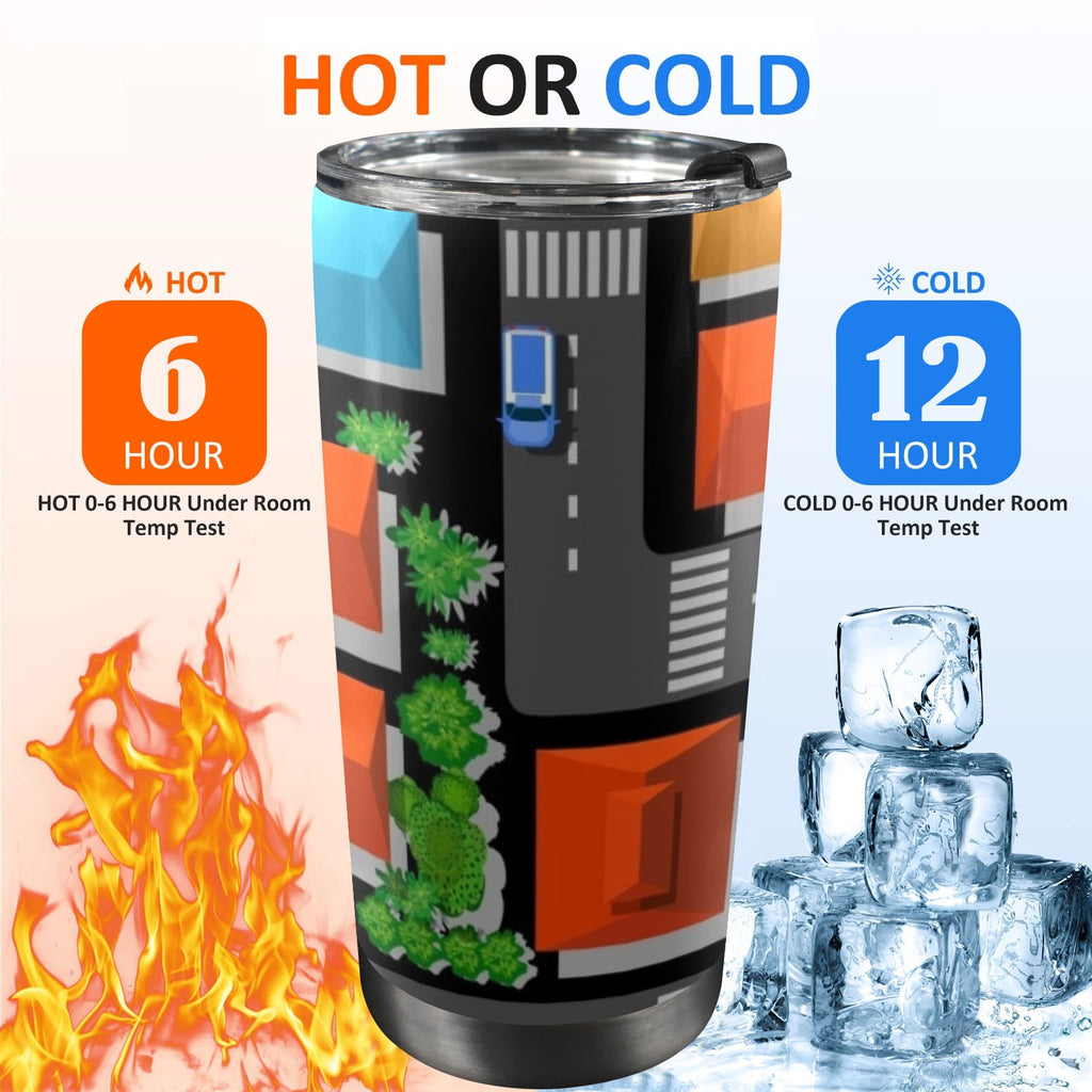 Road Map - 20oz Mobile Tumbler with Lid (Black Lock) 20oz Travel Mug Printed Offshore