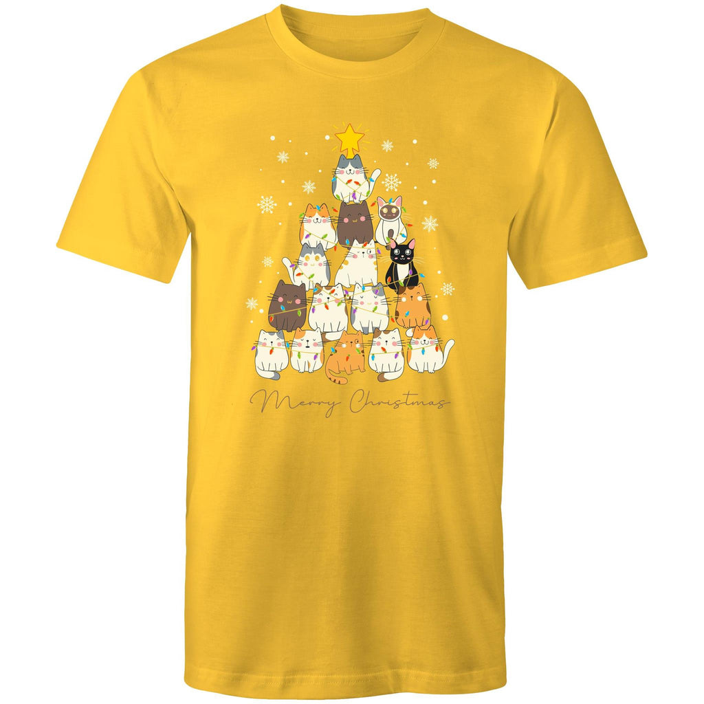 Cats Merry Christmas - Mens T-Shirt Yellow