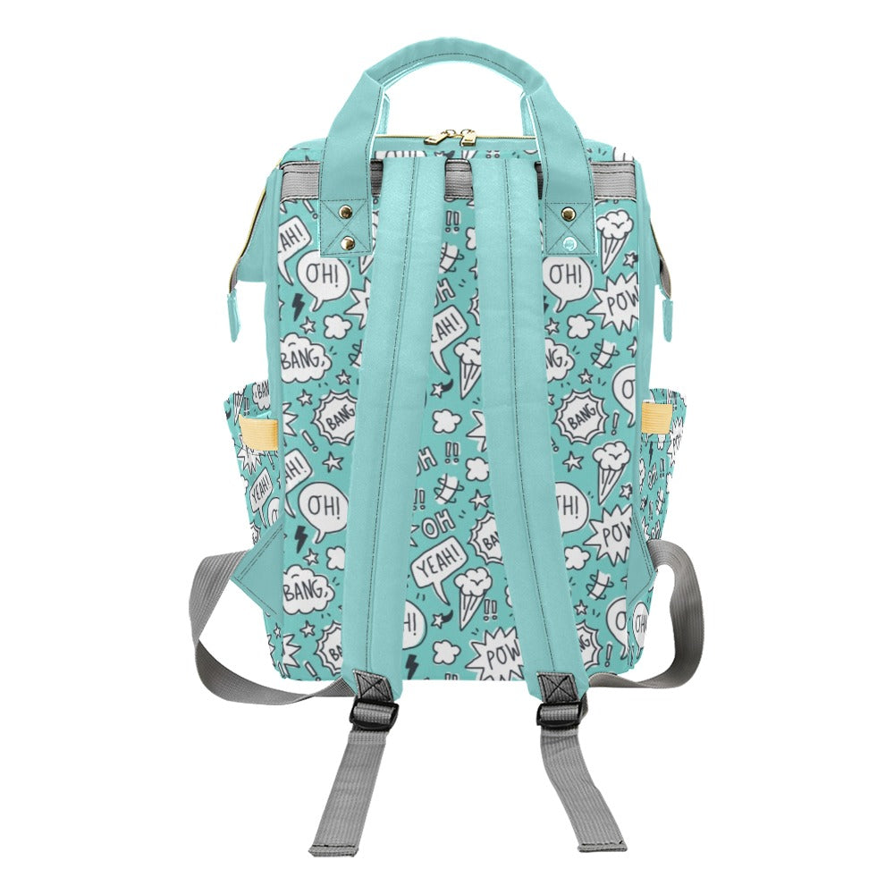 Comic Book Speech Bubbles - Multi-Function Backpack, Nappy / Diaper Bag