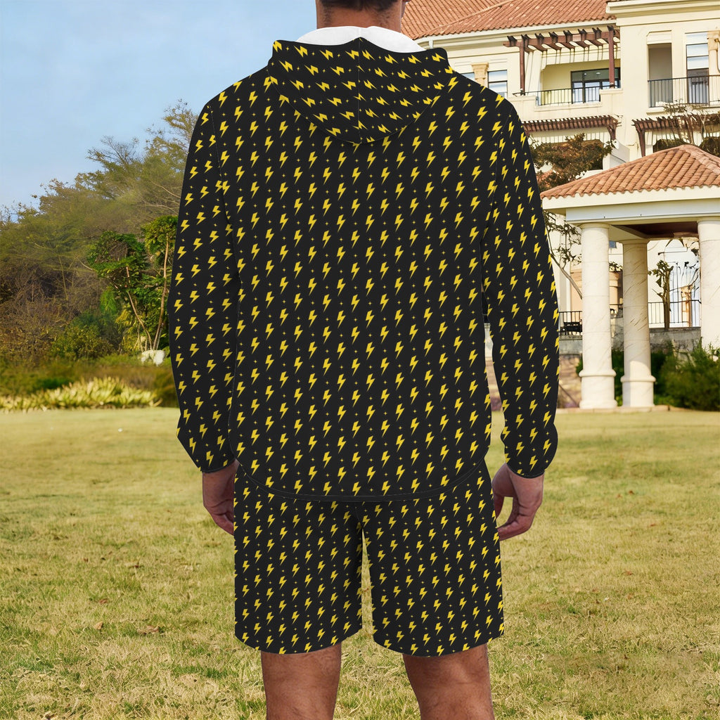 Yellow Lightning Men's Lightweight Sun Hoodie & Shorts Set Men's Lightweight Sun Hoodie & Shorts comic Printed Offshore