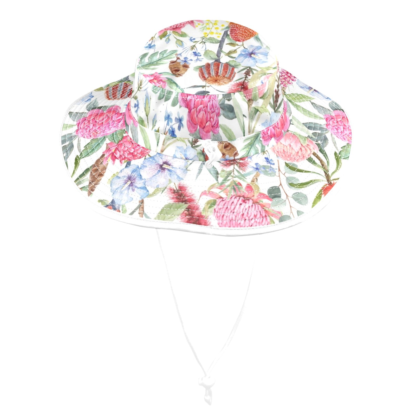Australian Flowers - Wide Brim Bucket Hat Wide Brim Bucket Hat Plants Printed Offshore