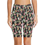 Tulips Women's Bike Shorts With Side Pockets Women's Bike Shorts Plants Printed Offshore