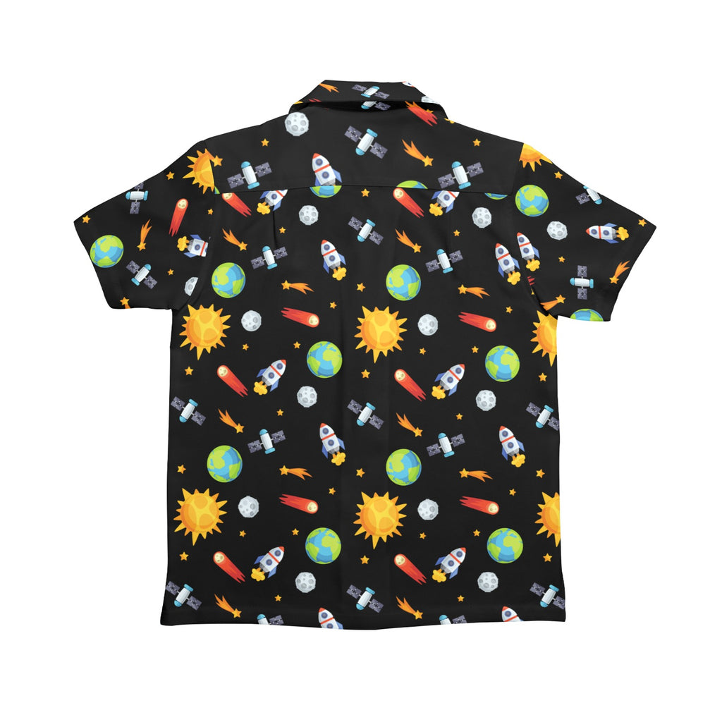 Busy Space Senior Kids Hawaiian Shirt Senior Kids Hawaiian Shirt 8-15 Printed Offshore Space