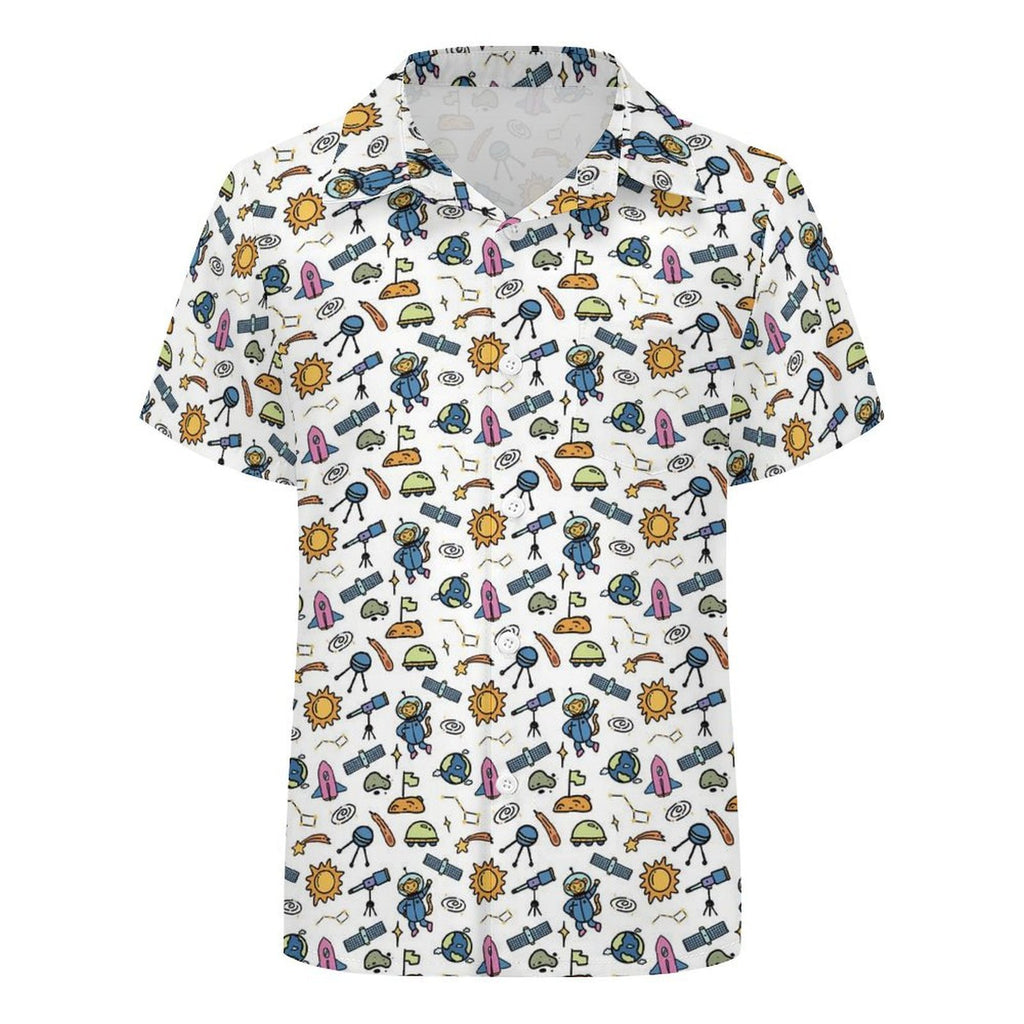 All About Space Kids Youth Short Sleeve Button Up Shirt