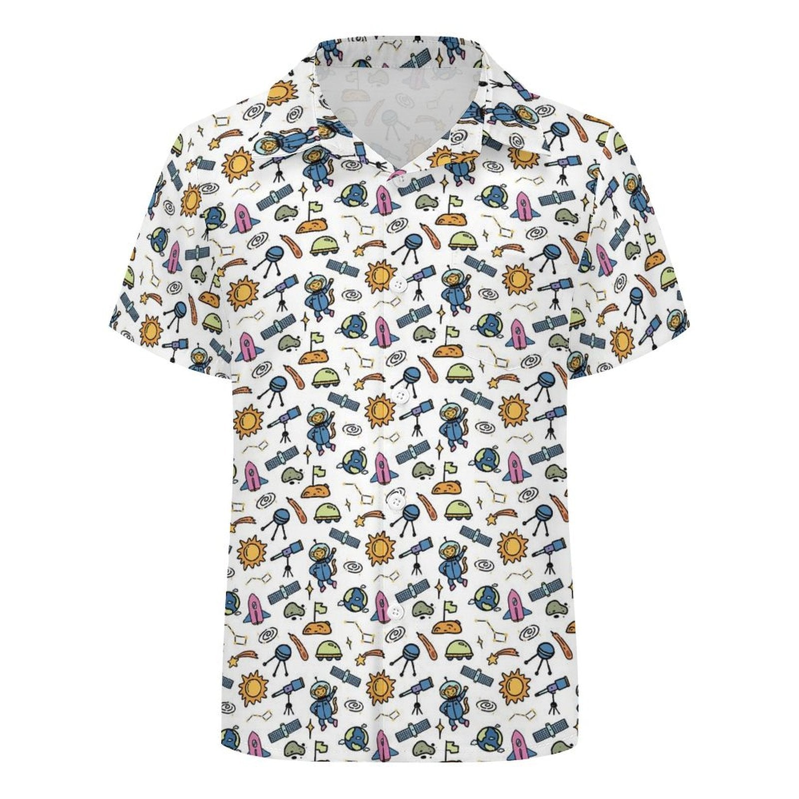 All About Space Kids Youth Short Sleeve Button Up Shirt