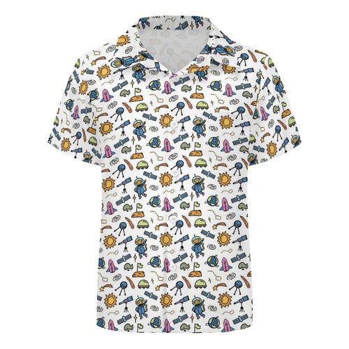 All About Space Kids Youth Short Sleeve Button Up Shirt Kids Short Sleeve Shirt Printed Offshore Space