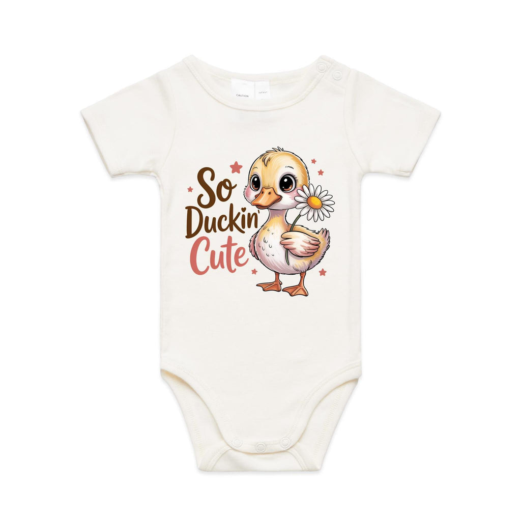So Duckin' Cute AS Colour Baby Bodysuit Natural Baby Bodysuit animal Printed In Australia