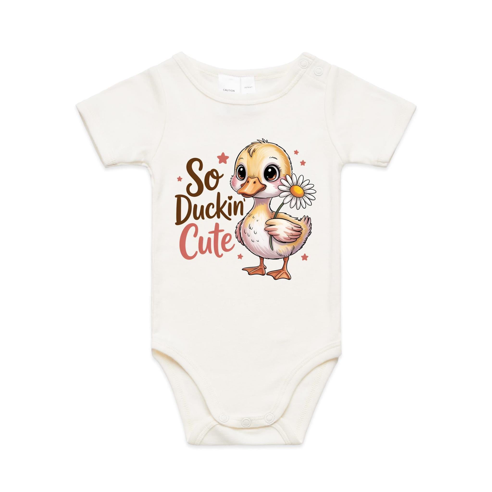 So Duckin' Cute AS Colour Baby Bodysuit Natural Baby Bodysuit animal Printed In Australia