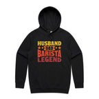 Husband, Dad Barista, Legend Men's AS Colour Hoodie Black Mens Hoodie Coffee Dad Printed In Australia
