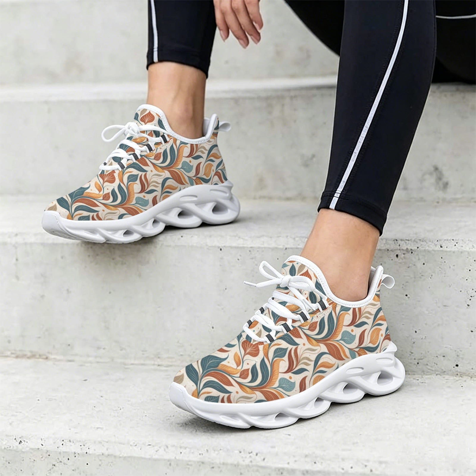 Whimsical Leaf Swirl Women's Twisted Sole Sneakers