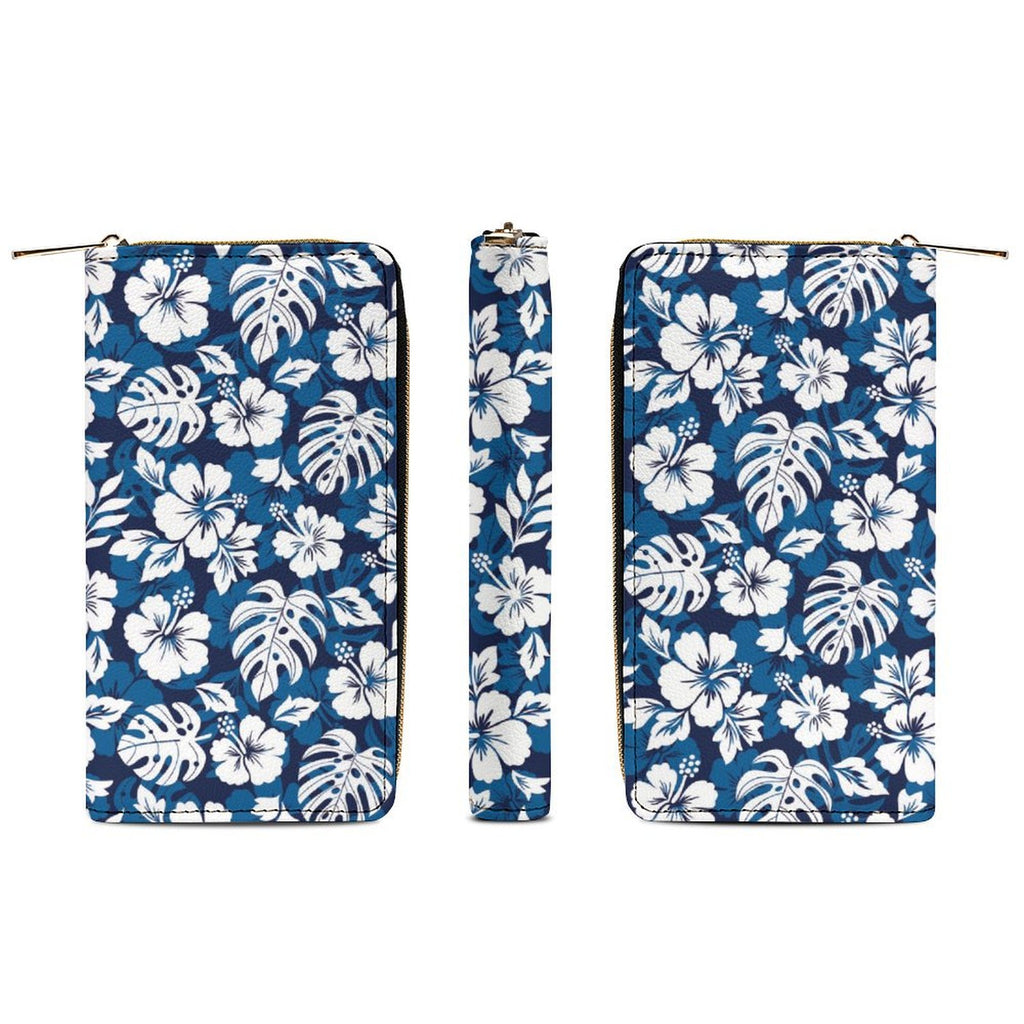 Blue Hawaiian Flower -  PU Leather Wallet