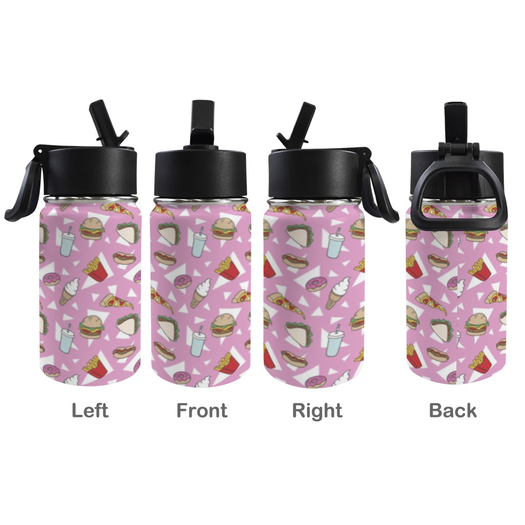 Fast Food 12oz Kids Water Bottle with Straw Lid