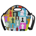 Colourful Chess Neoprene Lunch Bag/Large (Model 1669) One Size Neoprene Lunch Bag Chess Games Printed Offshore