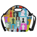 Colourful Chess Neoprene Lunch Bag/Large (Model 1669) One Size Neoprene Lunch Bag Chess Games Printed Offshore