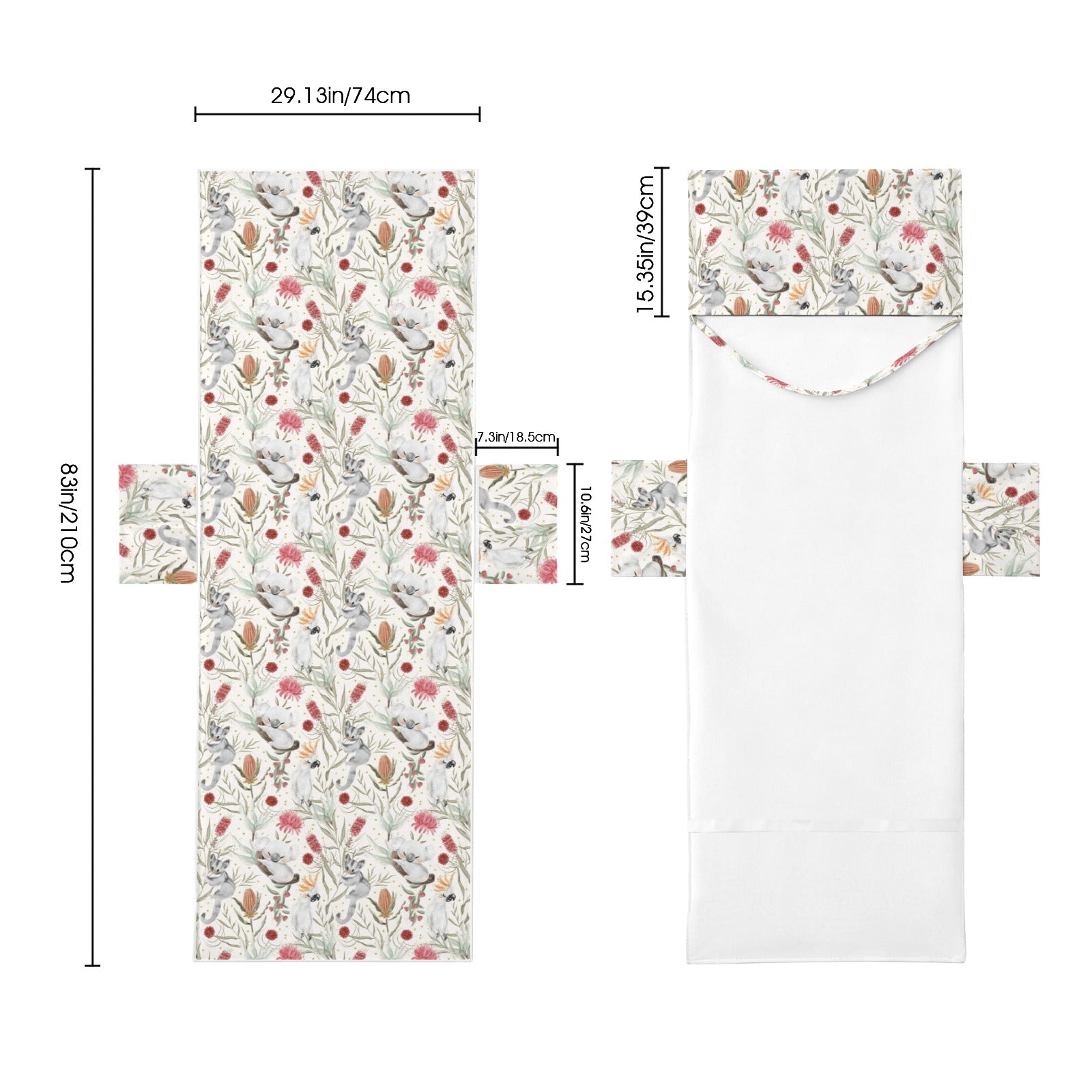 Australian Plants And Animals Beach Chair Towel Cover with Side Pockets
