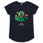 Alien Commute - Womens Scoop Neck T-Shirt Navy Womens Scoop Neck T-shirt Printed In Australia Sci Fi