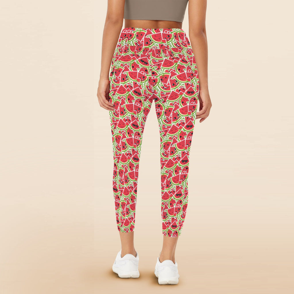 Busy Watermelon Women's High Waist Pockets Yoga Leggings