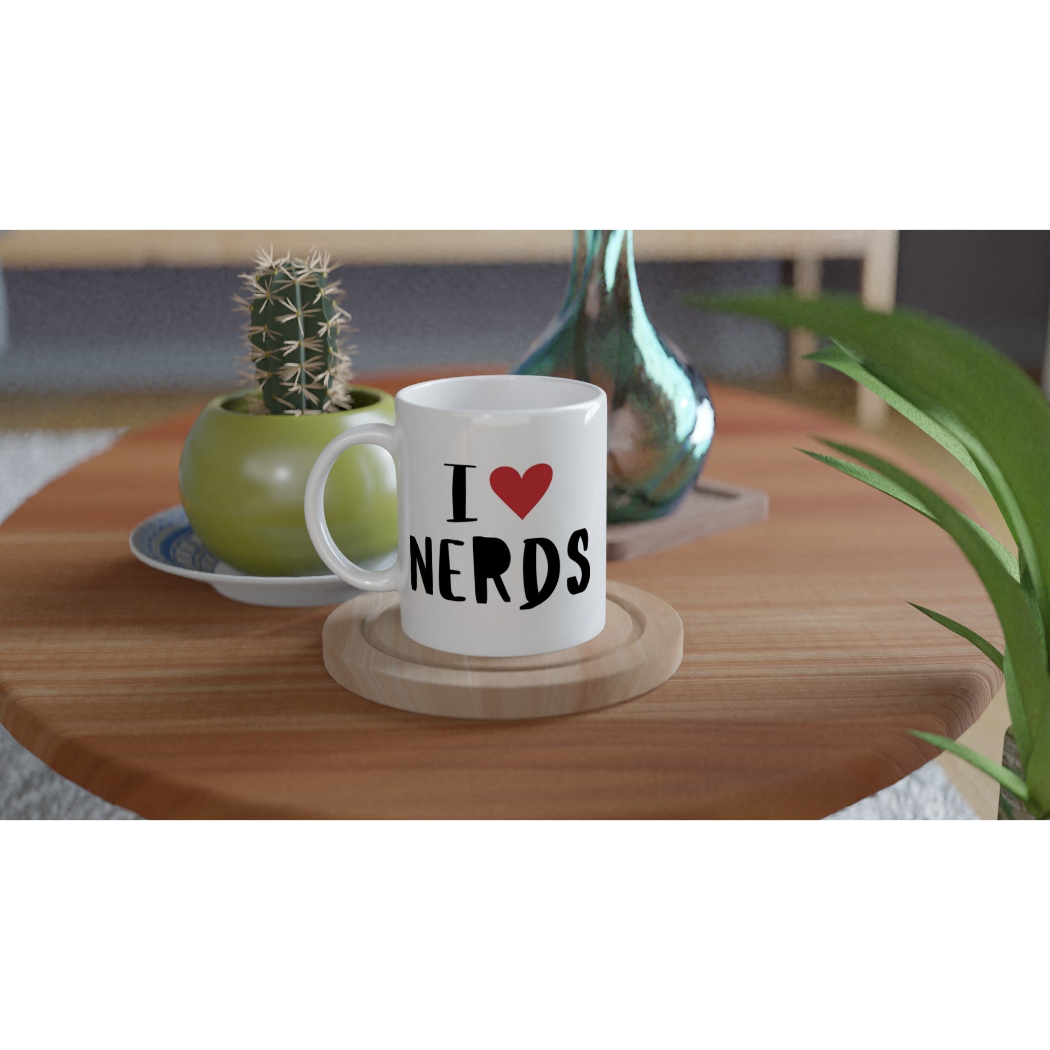 I Love Nerds, Red Heart - White 11oz Ceramic Mug White 11oz Mug Funny Globally Fulfilled