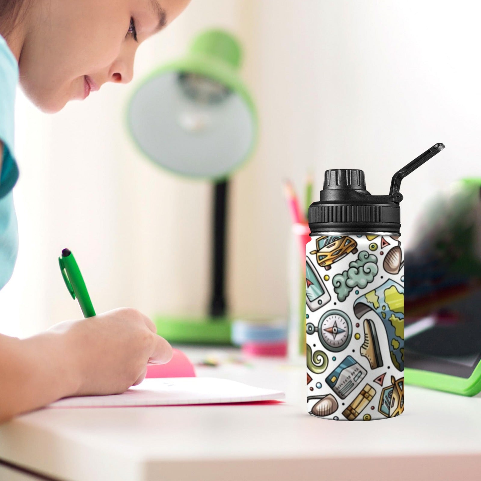 Travel Montage - Kids Water Bottle with Chug Lid (12 oz)
