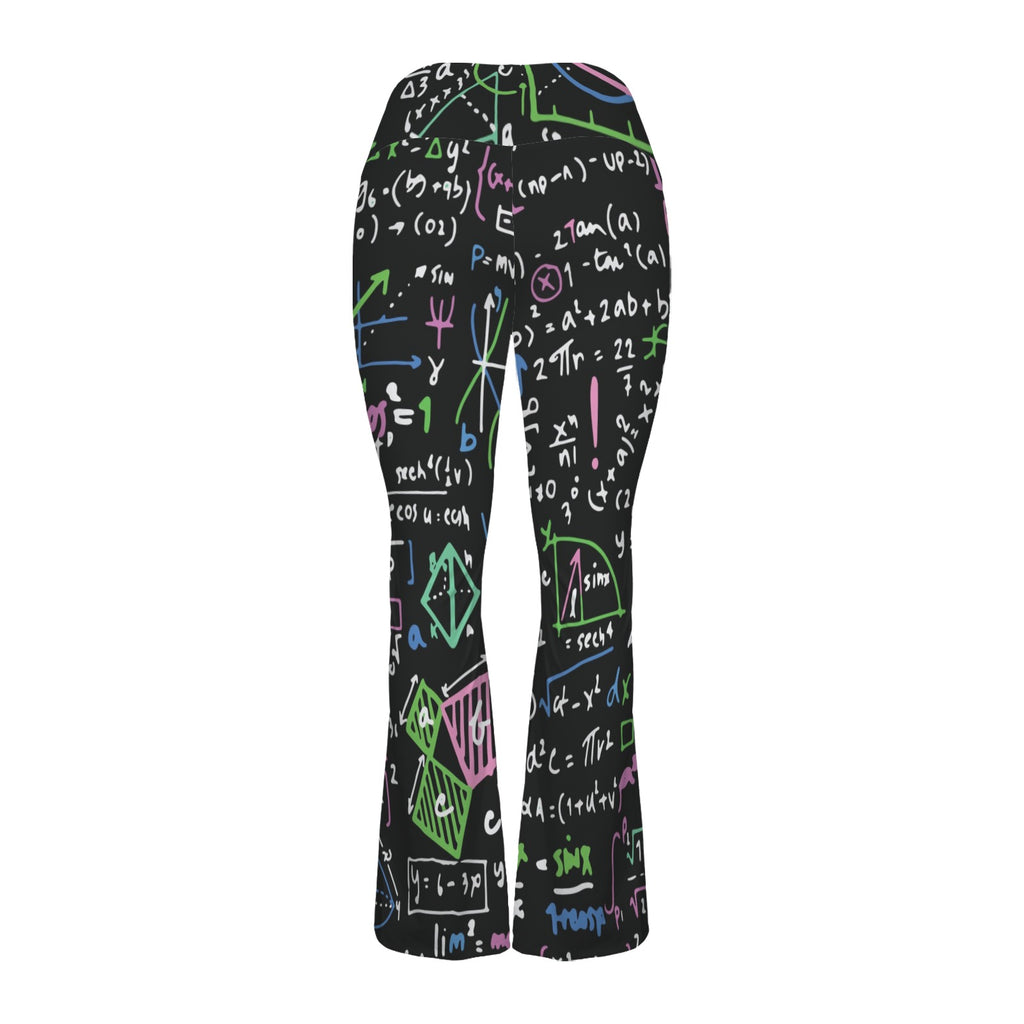 Equations In Green And Pink High Waist Crossover Tummy Control Flare Leggings High Waist Flare Leggings Maths Printed Offshore