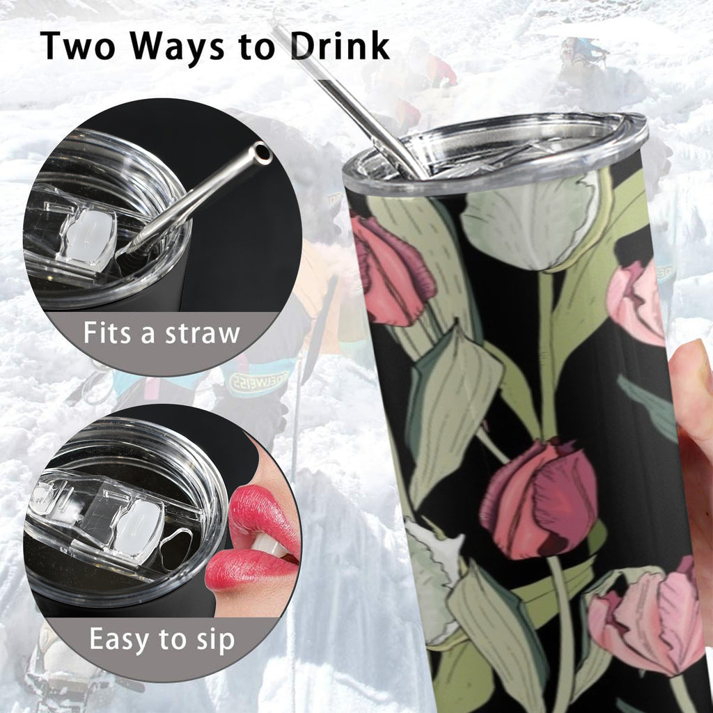 Tulips 20oz Tall Skinny Tumbler with Lid and Straw