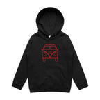 Beach Van - Kids Hoodie Black Kids Hoodie Printed In Australia