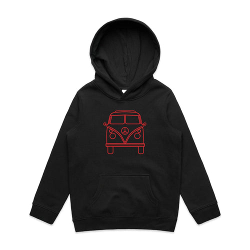 Beach Van - Kids Hoodie Black Kids Hoodie Printed In Australia