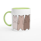 Bears In A Row - White 11oz Ceramic Mug with Colour Inside Ceramic Green Colour 11oz Mug animal Globally Fulfilled