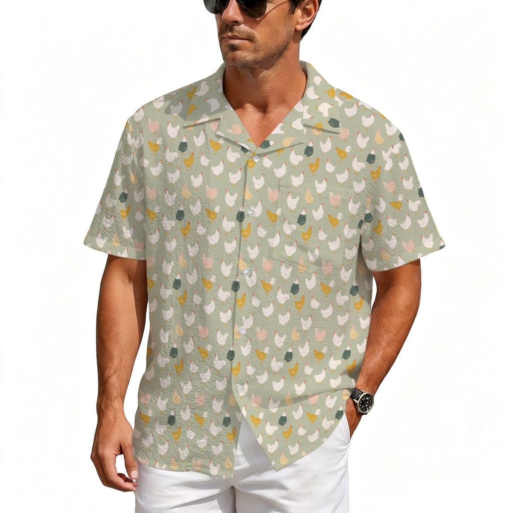 Chicken Life Men's Crinkle Hawaiian Shirt