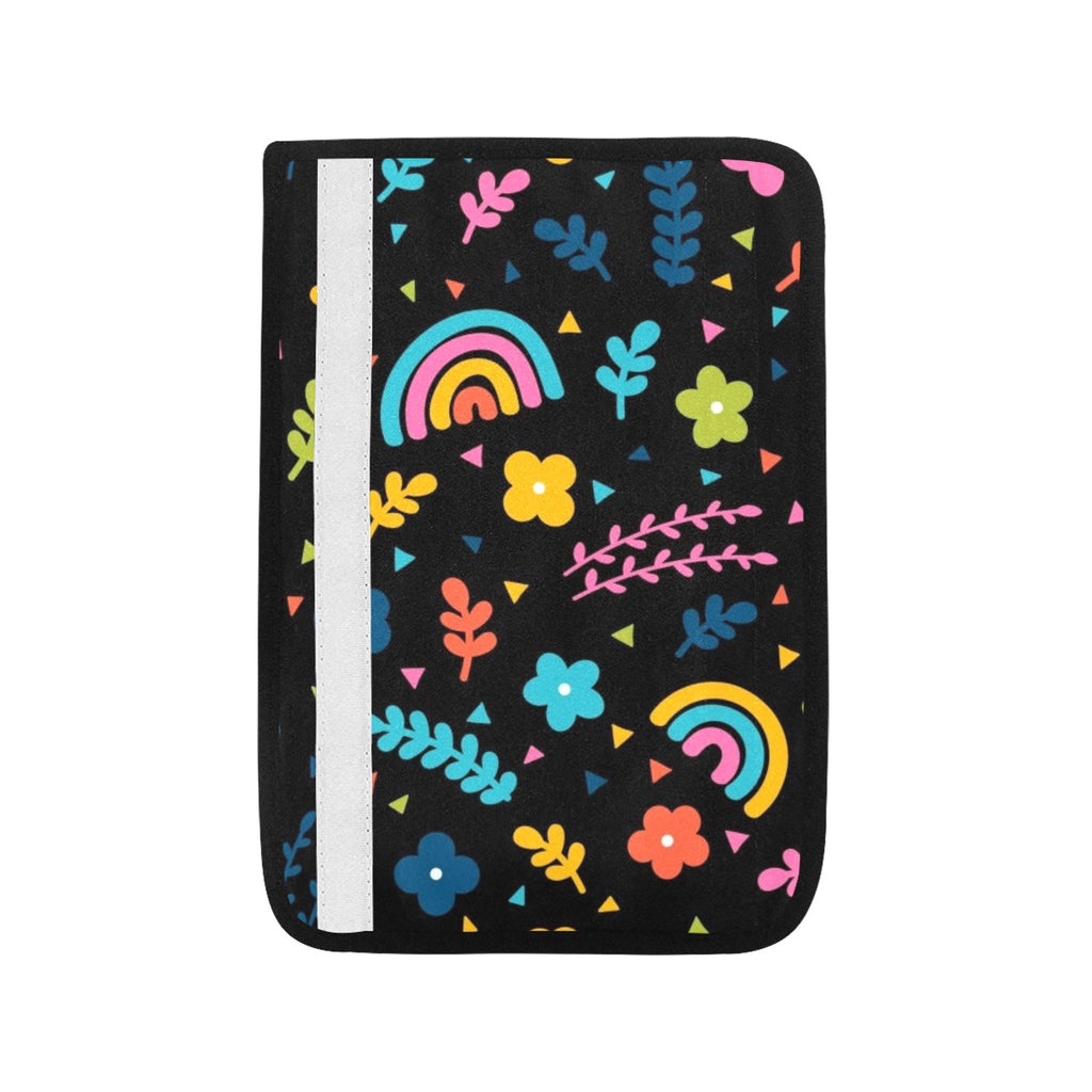 Rainbows And Flowers Car Seat Belt Cover 7''x10'' (Pack of 2) Car Seat Belt Cover 7x10 (Pack of 2) Plants Printed Offshore