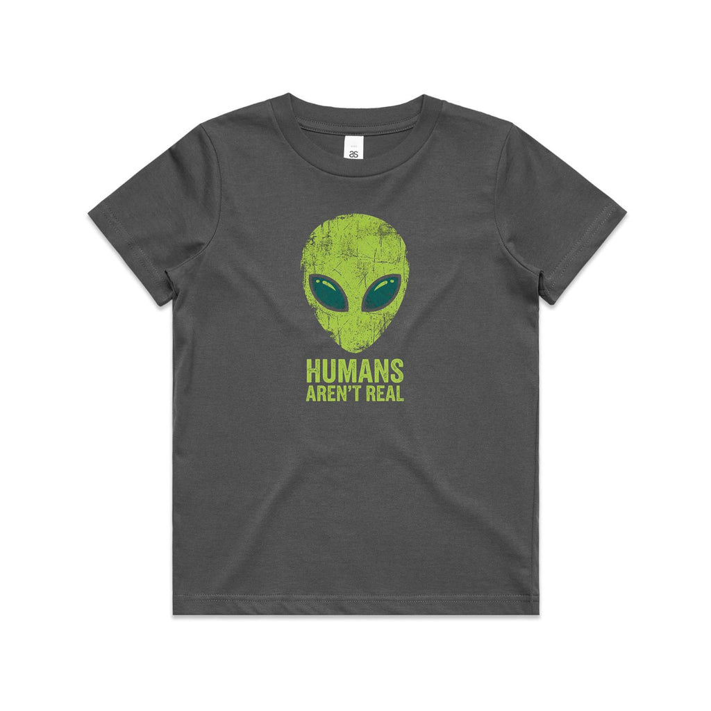 Alien, Humans Aren't Real Kids AS Colour T-shirt