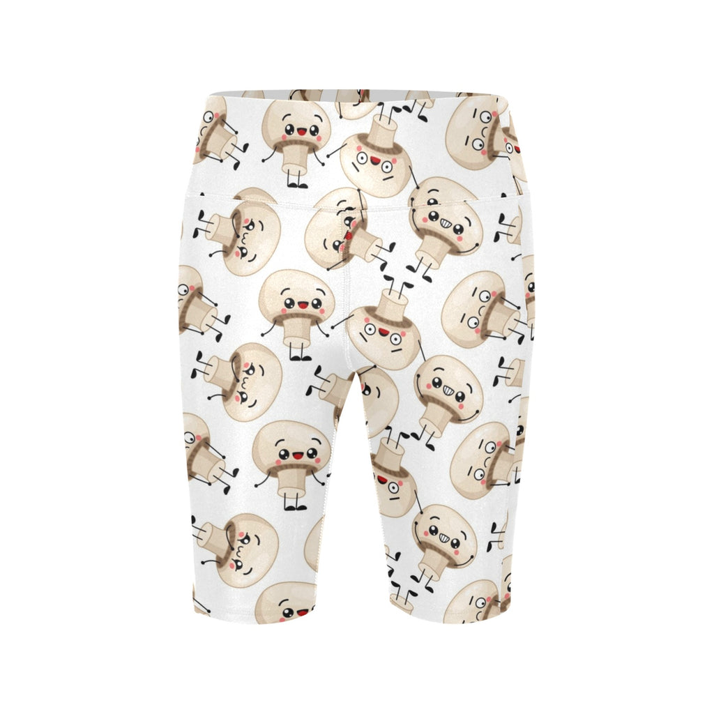 Cute Mushrooms Women's Bike Shorts With Side Pockets Women's Bike Shorts Food Printed Offshore