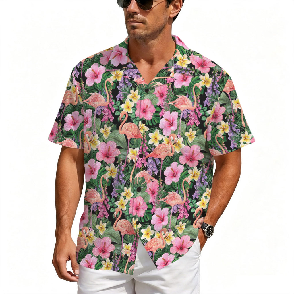 Flamingo Jungle Men's Crinkle Hawaiian Shirt