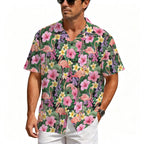 Flamingo Jungle Men's Crinkle Hawaiian Shirt
