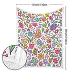 Hippy Butterfly And Flowers - Double-Layer Fleece Blanket 51"x59"