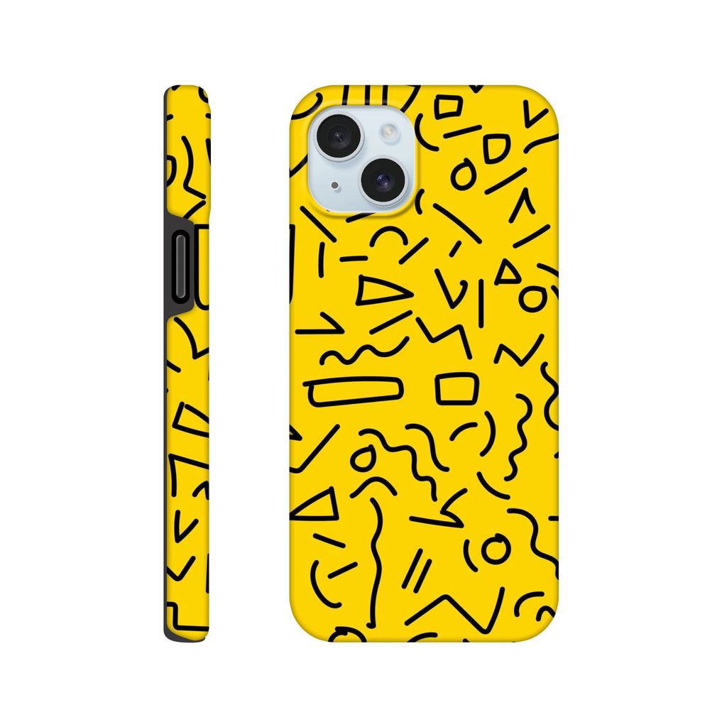 Yellow Black Graphic Squiggle - Apple iPhone Tough case iPhone 15 Plus iPhone Tough Case Globally Fulfilled Retro