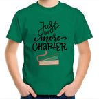 Just One More Chapter - Kids Youth T-Shirt Kelly Green Kids Youth T-shirt Printed In Australia Reading