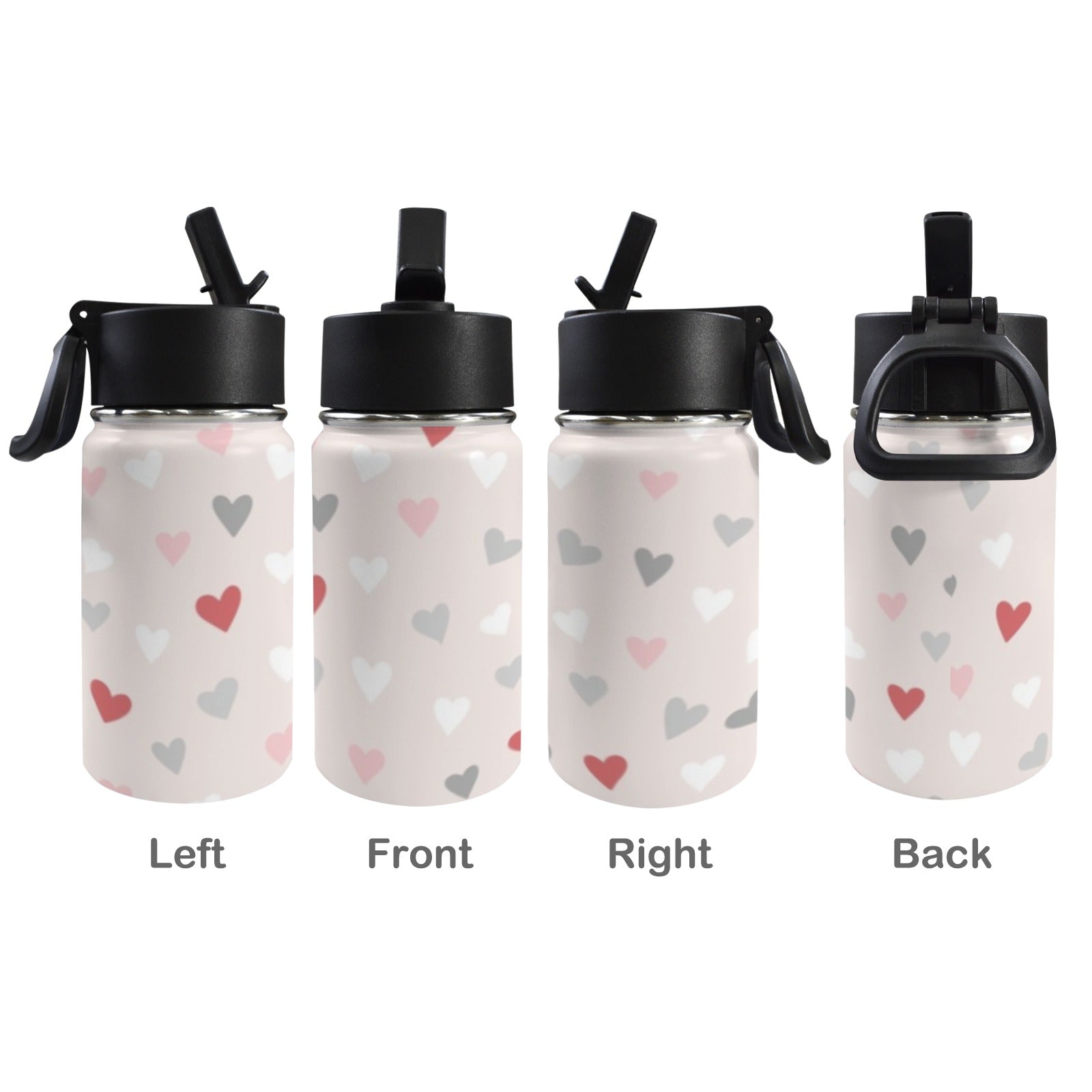 Pretty Hearts 12oz Kids Water Bottle with Straw Lid