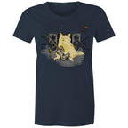 Cat Bass Player - Womens T-shirt Navy Womens T-shirt animal Music Printed In Australia