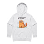 Cat Seriously? - Womens Hoodie White Marle Womens Hoodie animal Printed In Australia
