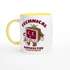 Personalised - Retro TV, Technical Difficulties - White 11oz Ceramic Mug with Colour Inside Ceramic Yellow Personalised 11oz Mug customise Globally Fulfilled personalise Retro Tech