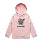 Cell-fie Cell Selfie Kids AS Colour Hoodie Pink Kids Hoodie Printed In Australia Science