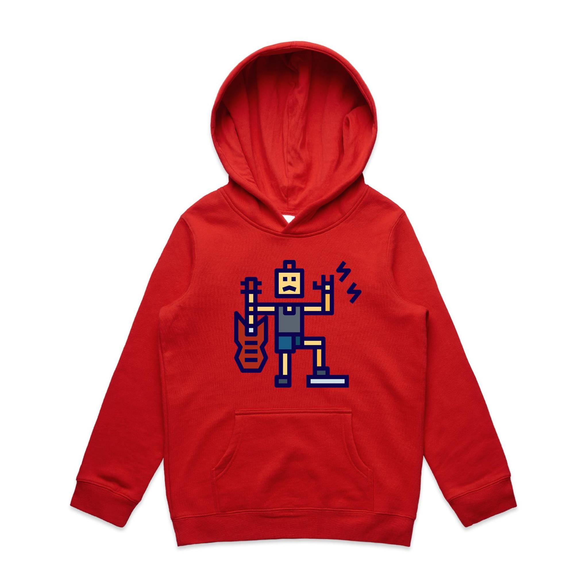 Rock And Roll - Kids Hoodie Red Kids Hoodie Printed In Australia