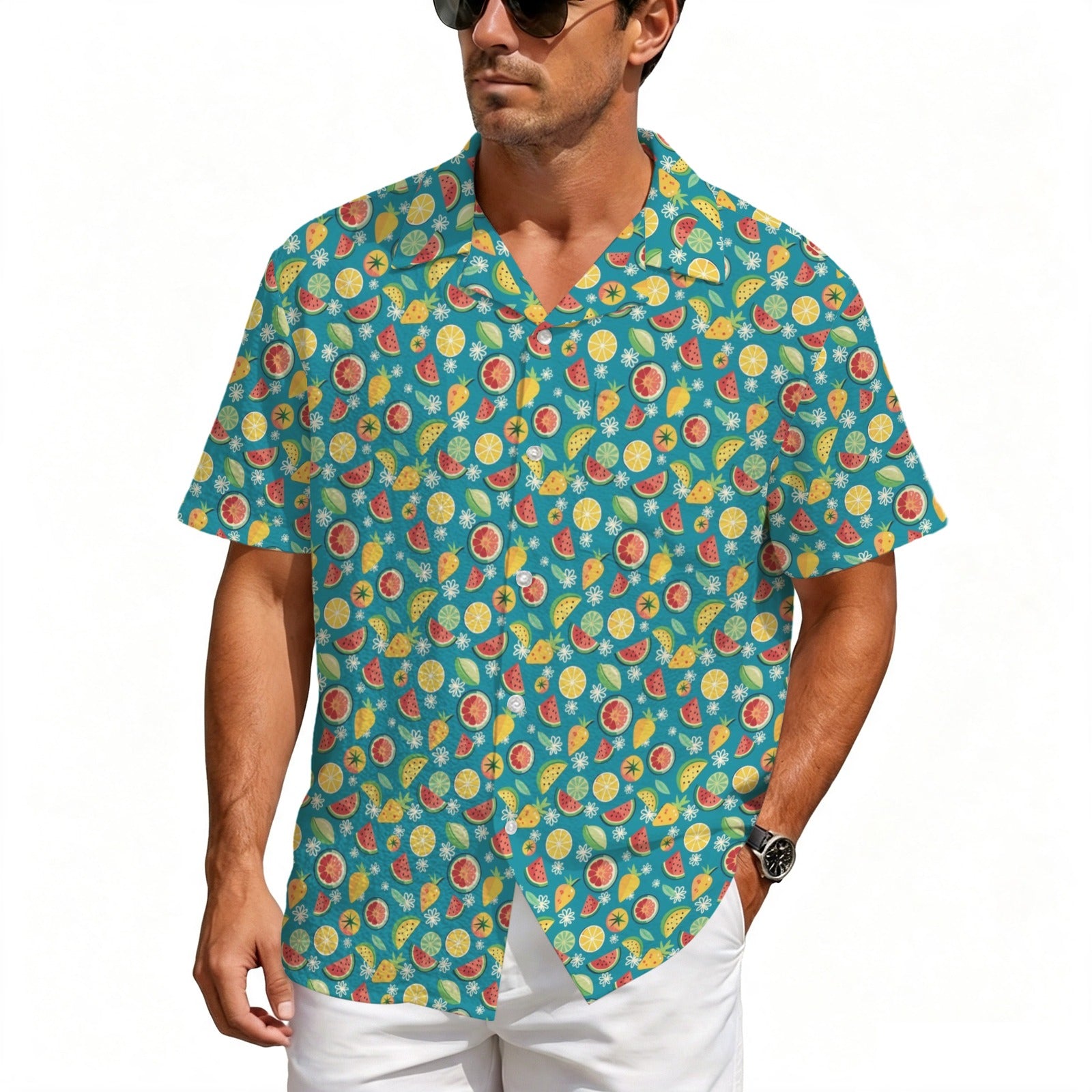 Summer Fruit Men's Crinkle Hawaiian Shirt