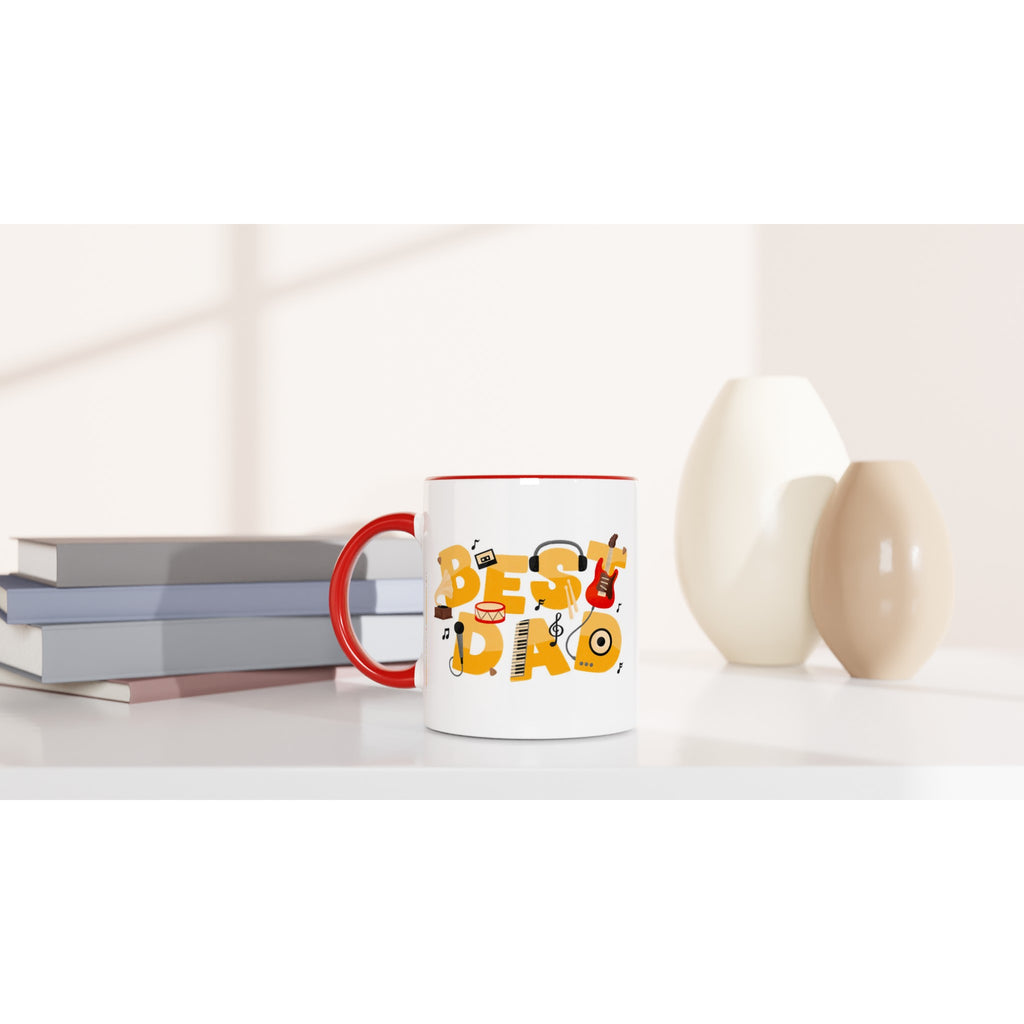 Best Dad - White 11oz Ceramic Mug with Colour Inside Colour 11oz Mug Dad Globally Fulfilled